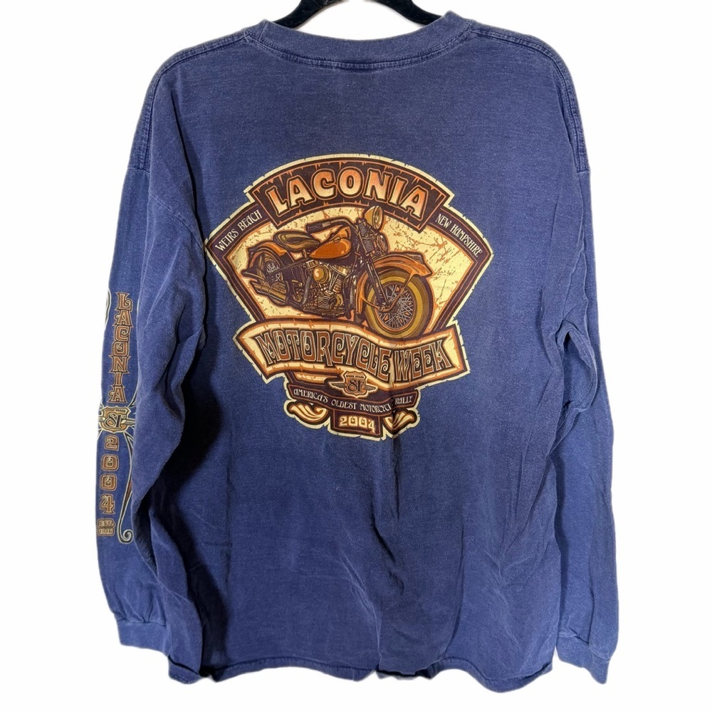 Vintage Harley Davidson Laconia bike week 81st blue long sleeve XL - Picture 2 of 6